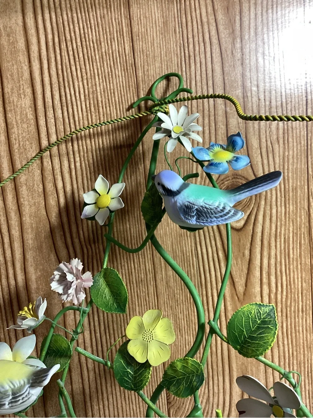 Vintage Petites Choses Tole Ware Metal Candle Scones Floral with 3 Birds